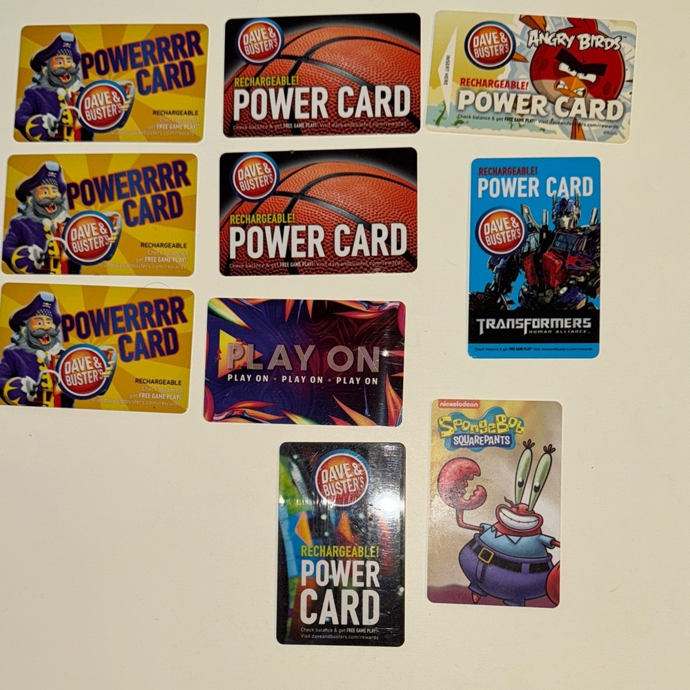 10 Dave & Buster's Power Cards Collection Limited Edition Promotion